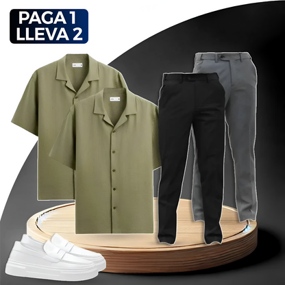 Paga 1, Lleva 2 Conjunto Social Rise con Camisas de Lino y Pantalones de Lana + REGALO: Mocasines | PROMOCIÓN ESPECIAL 30 AÑOS - ENVÍO GRATIS