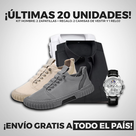 Kit de 2 tenis casual masculino + brinde: 2 camisas sociais + 1 relógio | PROMOCIÓN ESPECIAL 30 AÑOS - ENVÍO GRATIS