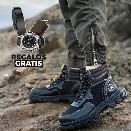 Kit Bota Masculina Durax de Caño Medio en 100% Cuero Legítimo + REGALOS: Reloj Táctico, Cinturón y Cartera | PROMOCIÓN ESPECIAL 30 AÑOS - ENVÍO GRATIS