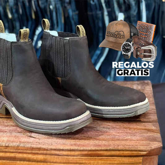 Kit Bota Ortopédica Fazenda con caña corta en 100% cuero bovino + REGALOS: Cinturón, Gorra, Cartera y Reloj | PROMOCIÓN ESPECIAL 30 AÑOS - ENVÍO GRATIS