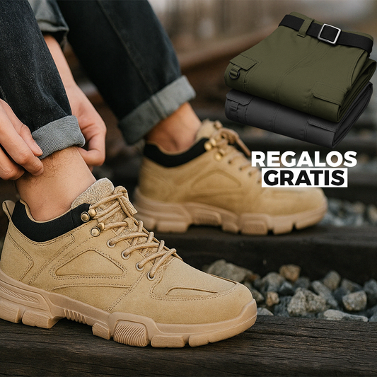 kit de 2 zapatillas de cuero para hombre + regalo: 2 pantalones militares | PROMOCIÓN ESPECIAL 30 AÑOS - ENVÍO GRATIS