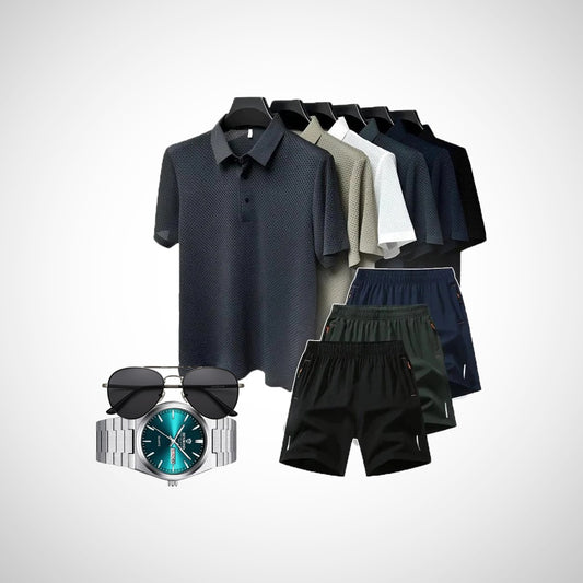 Paga 3, Llévate 5 Kit de Camisas Polo de Seda Gelo Brave + REGALOS: 3 Bermudas, Gafas de Sol y Reloj | PROMOCIÓN ESPECIAL 30 AÑOS - ENVÍO GRATIS